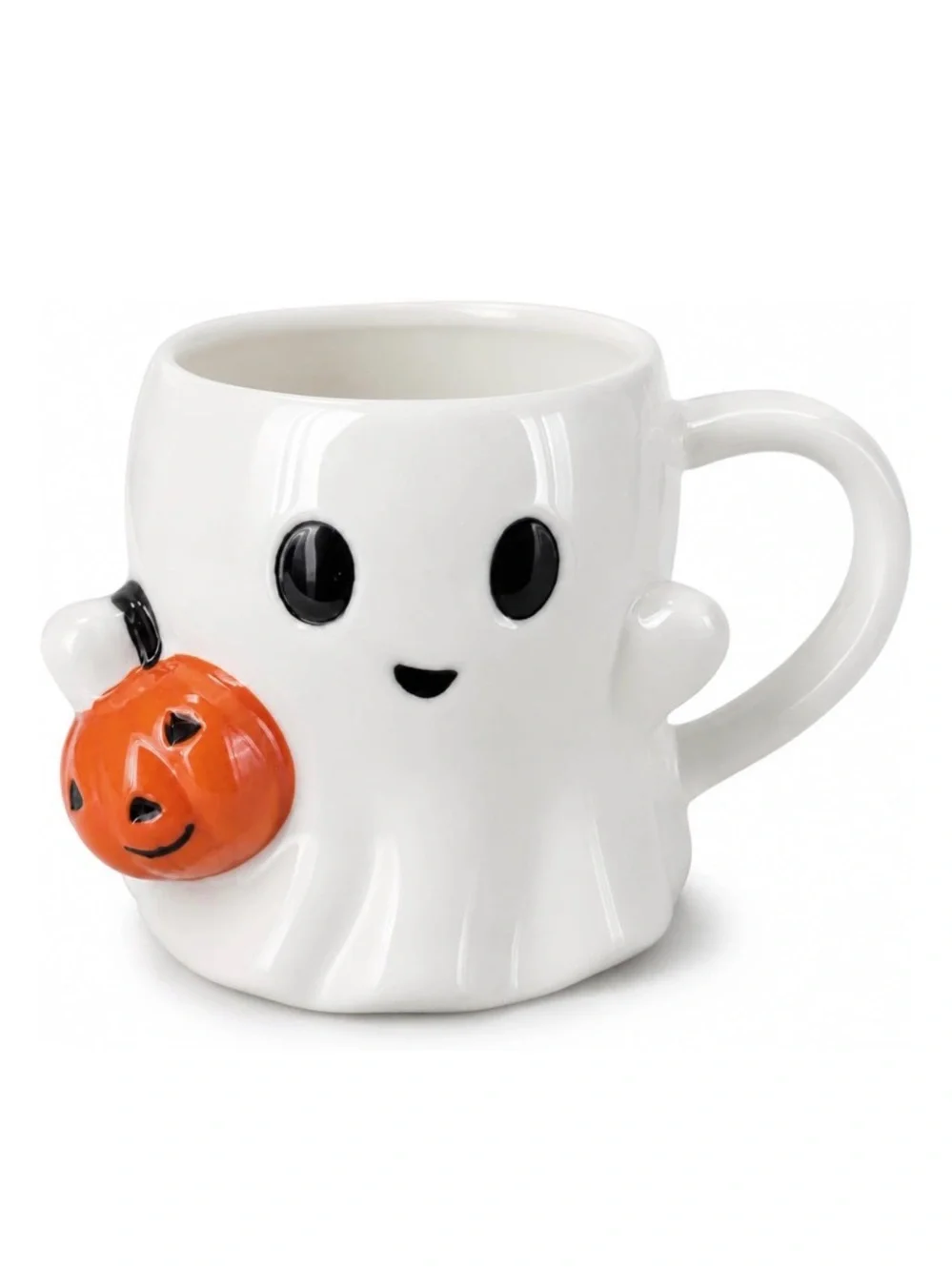 Halloween Ghost Coffee Mug with Pumpkin 14 oz ~ Spooky Fall Office Home Gifts